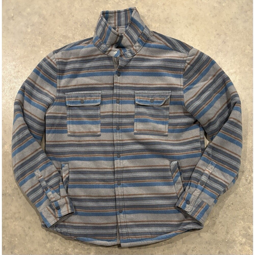 Voyager Men's Plaid Sherpa Lined Flannel Snap Jacket Gray Medium Shacket